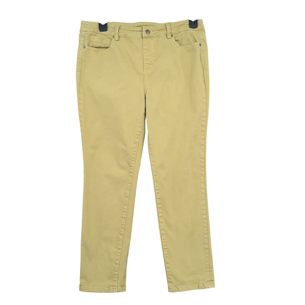 Soft Surroundings Straight Leg Pants Women PM Cotton Lycra Mustard Yellow
